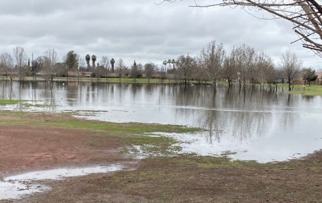 All of Lemoore's ponding basis were pretty much full on Saturday (Feb. 25) thanks to persistent rainfall. 